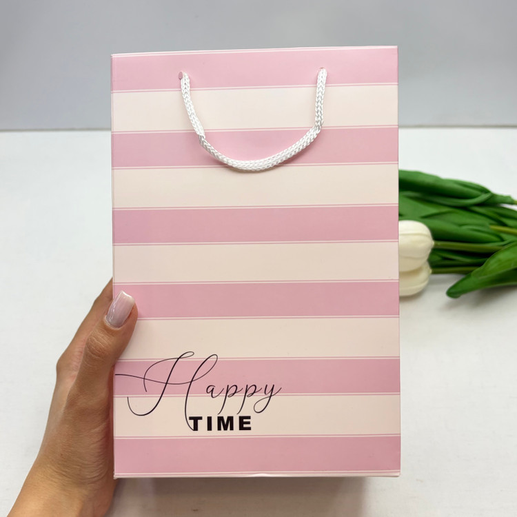 بگ شاپ بگ کادویی طرح happy time رنگ صورتی ویکتوریا