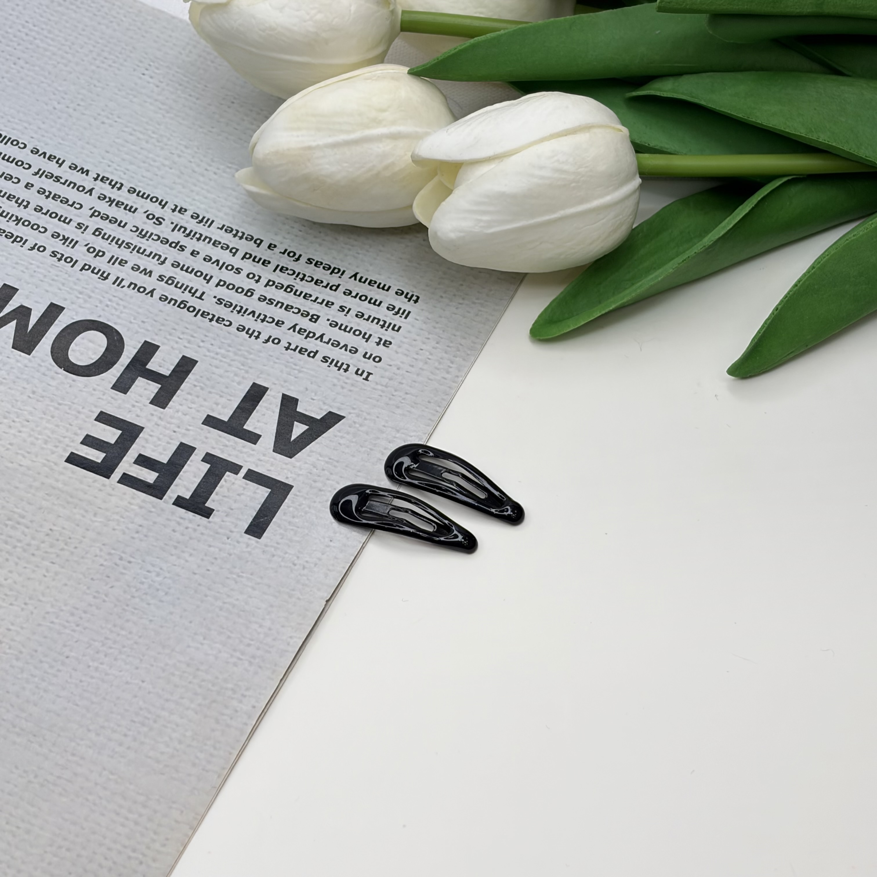 گیره مو تق تقی براق جفتی مشکی سایز کوچک
