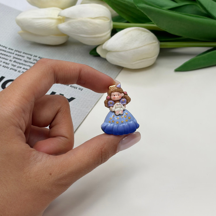گیره مو انبری جفتی طرح پرنسس دیزنی رنگ آبی