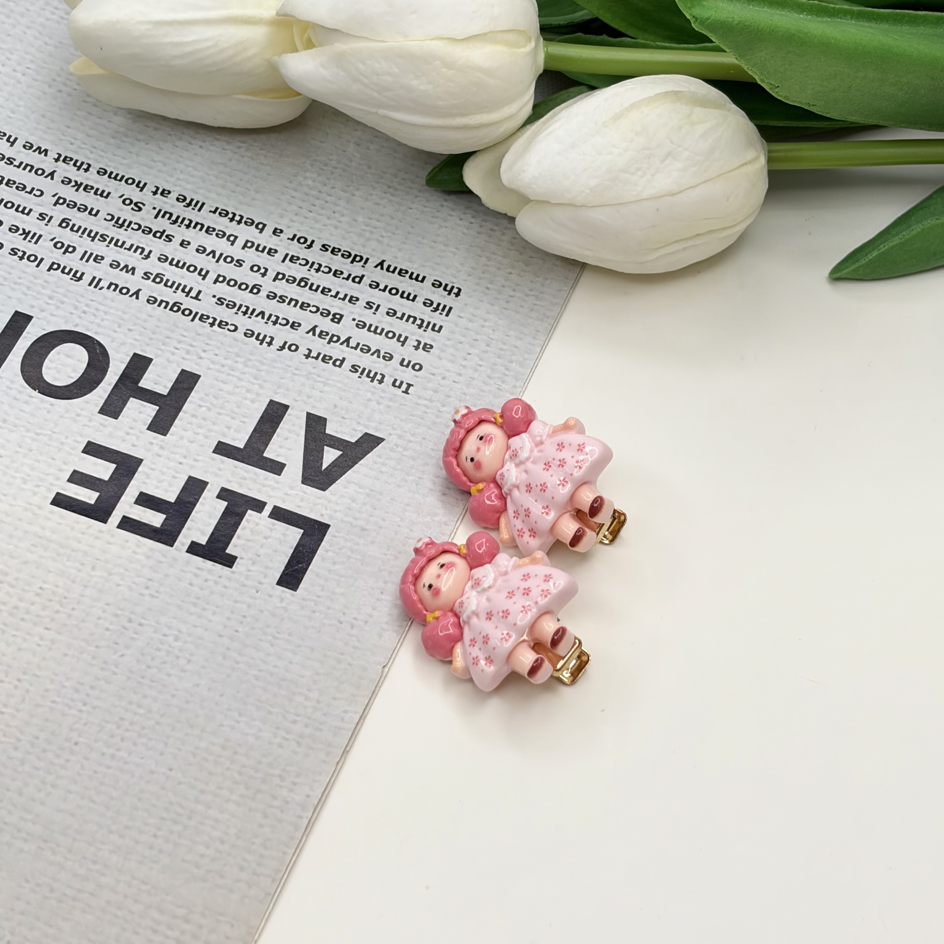 گیره مو انبری جفتی طرح پرنسس دیزنی رنگ صورتی