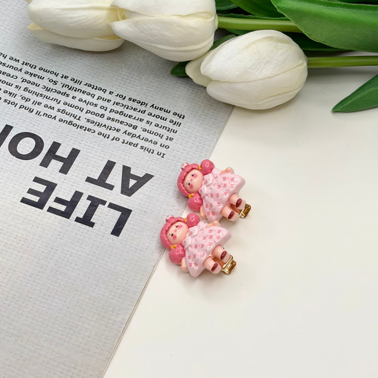 گیره مو انبری جفتی طرح پرنسس دیزنی رنگ صورتی