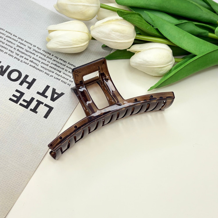 کلیپس خطی نشکن سایز بزرگ طرح دار شفاف پلنگی12.5cm