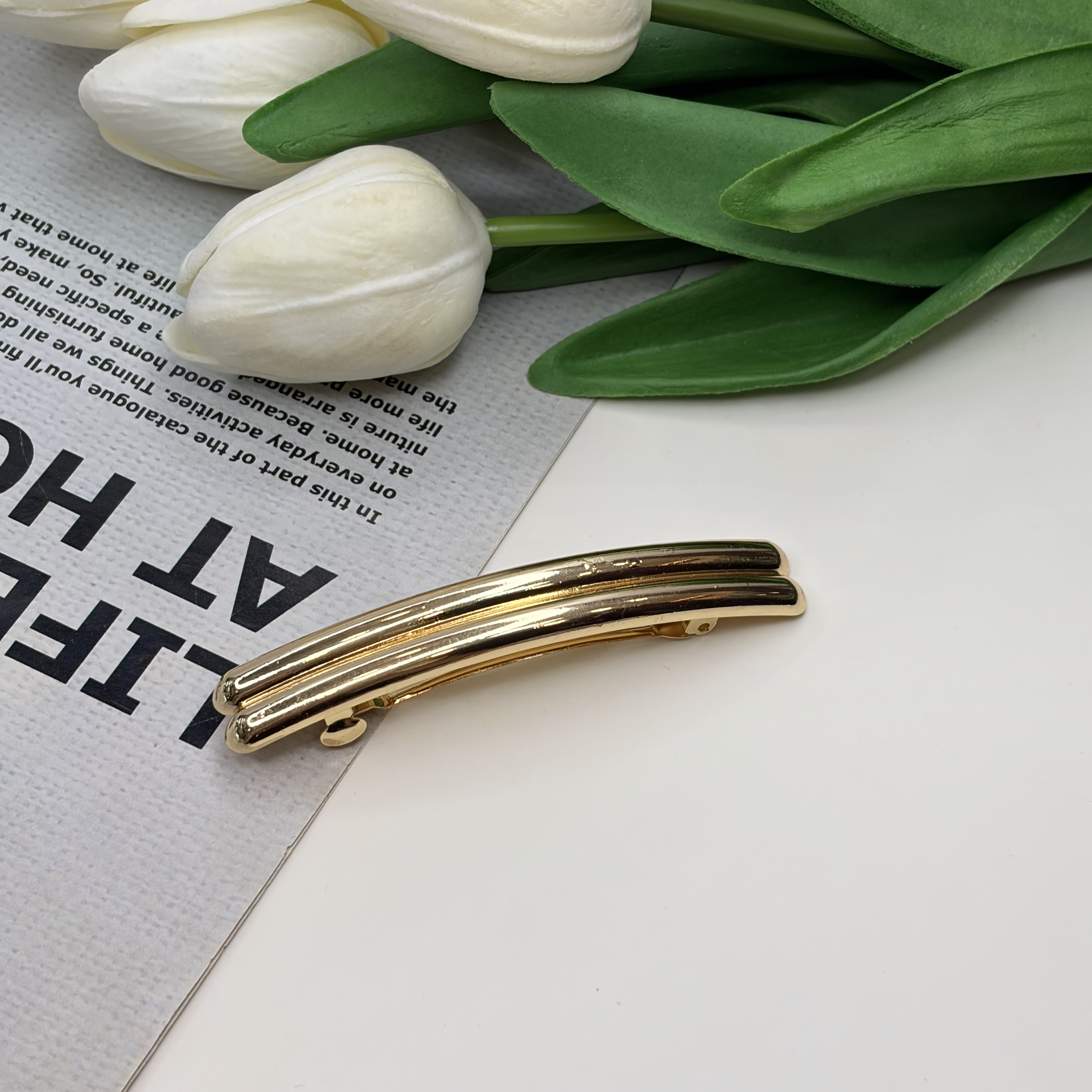 گیره مو فلزی فرانسوی مدل دو لاین 8cm