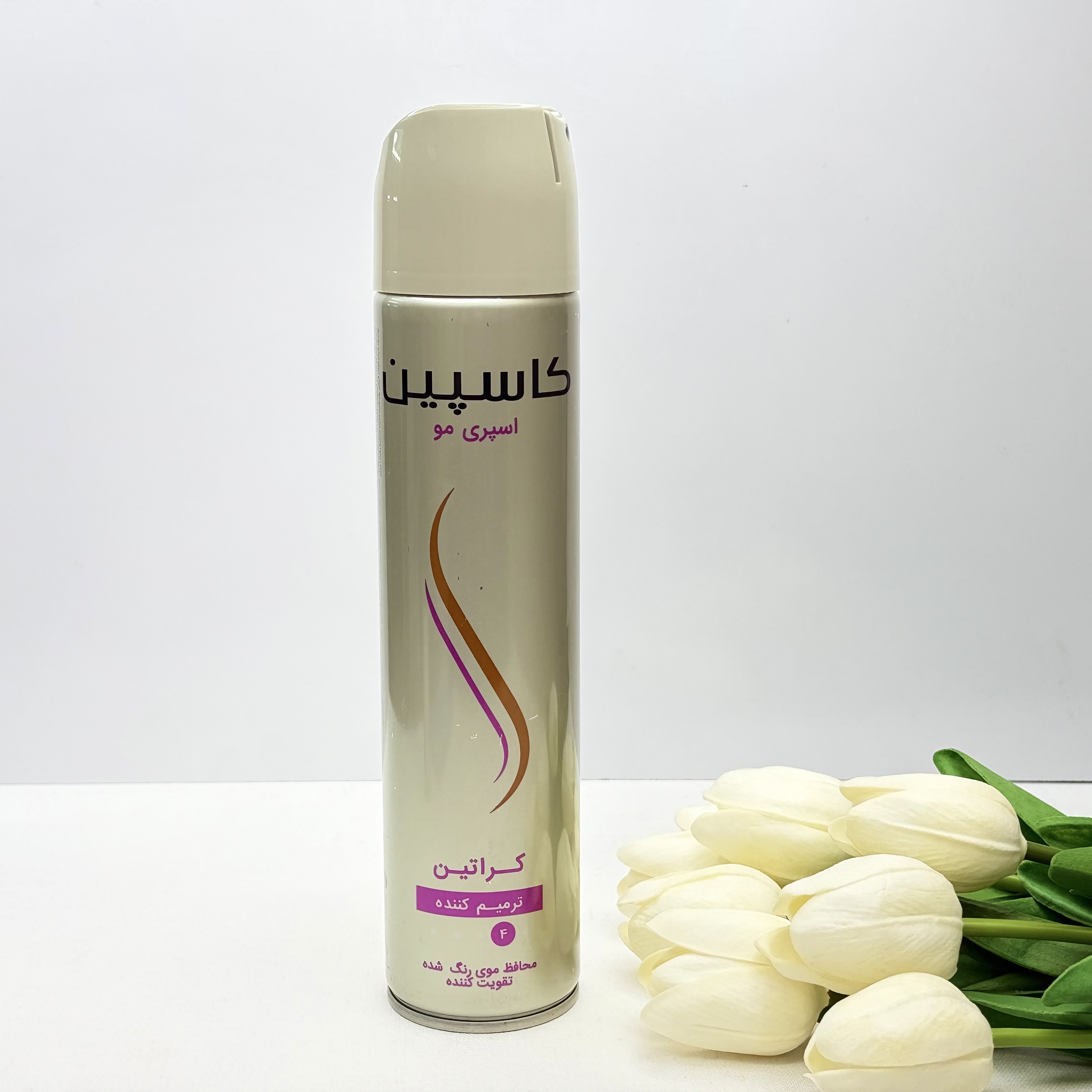 اسپری مو کاسپین مدل ترمیم کننده مناسب موهای کراتین و محافظ موی رنگ شده و تقویت کننده ۲۵۰میل