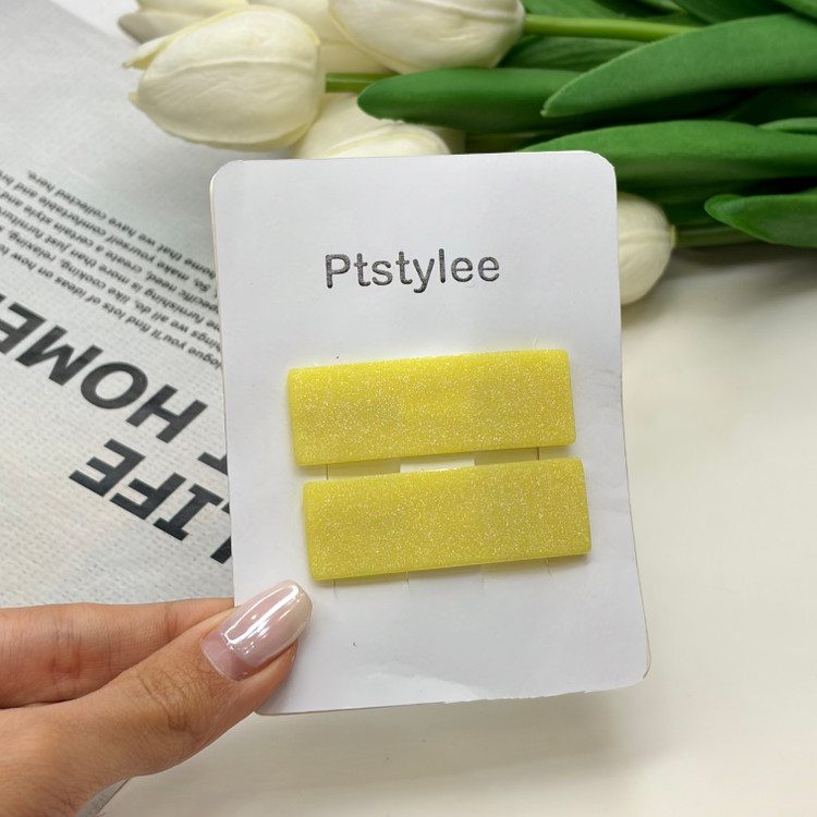 گیره مو تق تقی جفتی طرح مستطیل شاین دار ۵cm