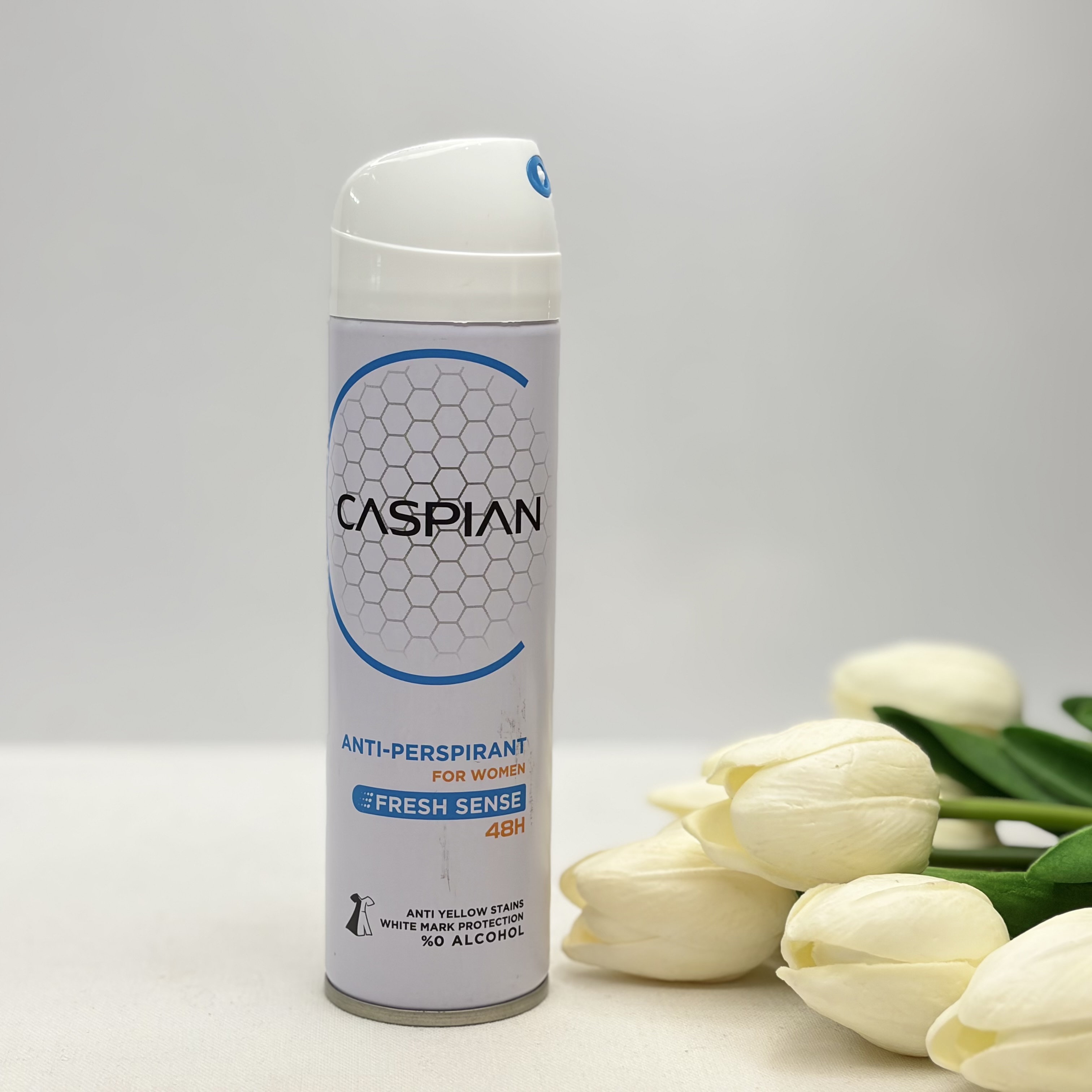 اسپری ضدتعریق بدن زنانه کاسپین مدل FRESH SENSE ماندگاری ۴۸ساعته۱۵۰میل