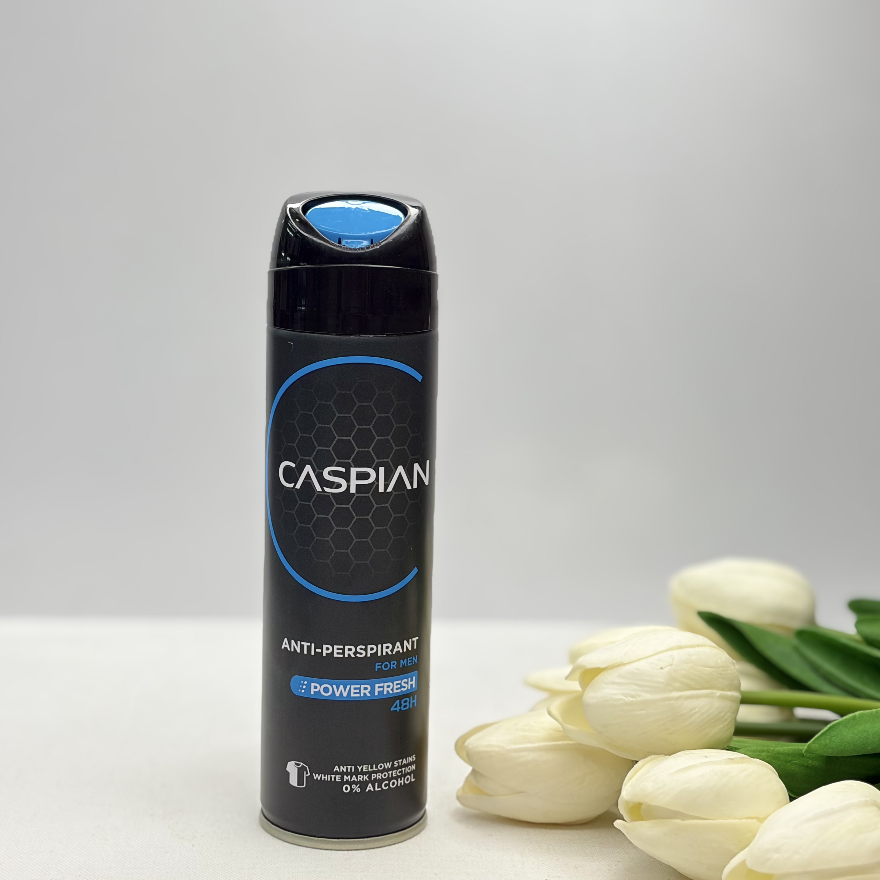 اسپری ضدتعریق بدن مردانه کاسپین مدل POWER FRESH  ماندگاری ۴۸ساعته۱۵۰میل