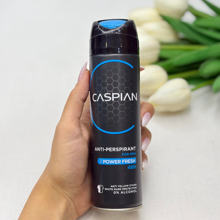 اسپری ضدتعریق بدن مردانه کاسپین مدل POWER FRESH ماندگاری ۴۸ساعته۱۵۰میل