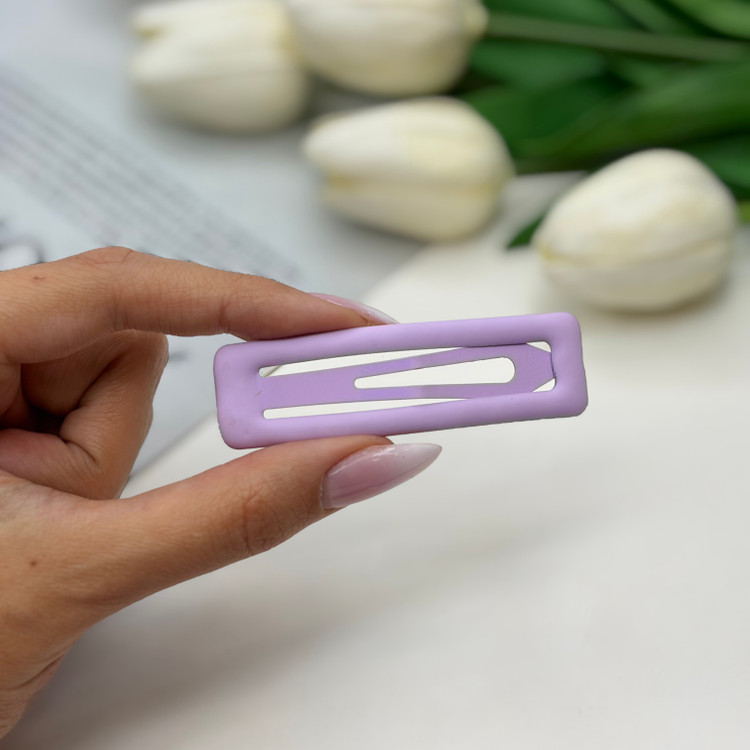 پک سه تایی گیره مو تق تقی مستطیل مات تناژ رنگی بنفش 7cm