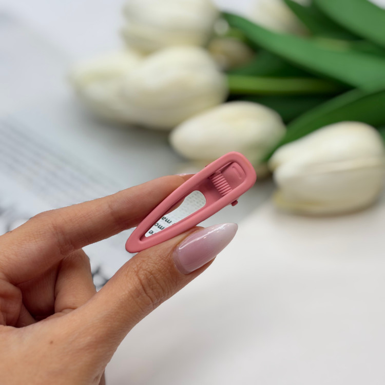 گیره مو انبری جفتی مدل توخالی رنگ صورتی مات