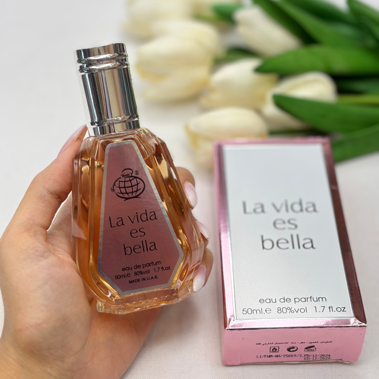ادکلن عربی رایحه la vida es Bella ماندگاری و پخش بو زیاد ۵۰میل