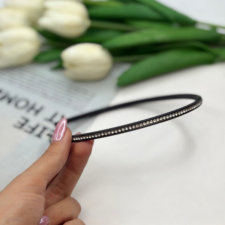 تل سر مشکی فول نگین نقره ای چسبی با کیفیت سه سایز ضخامت