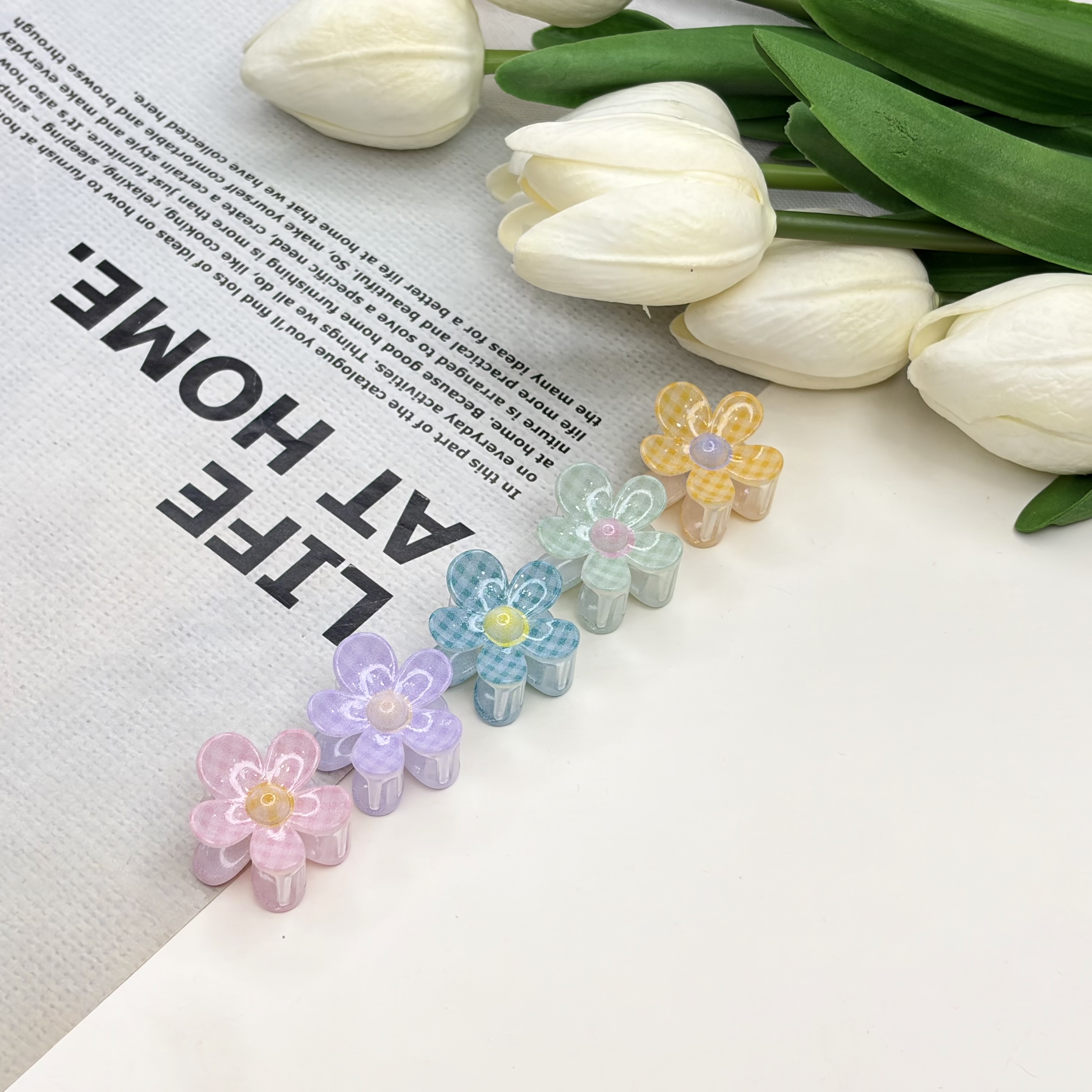 کلیپس طرح گل بابونه مدل چارخونه2.5 سانت