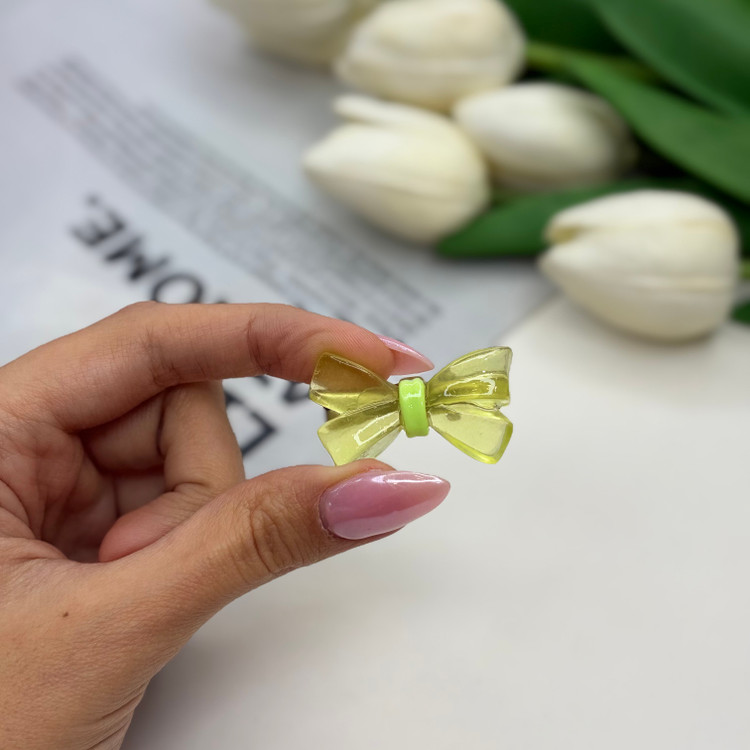 گیره مو انبری جفتی طرح پاپیون رنگ سبز 3.5 سانت