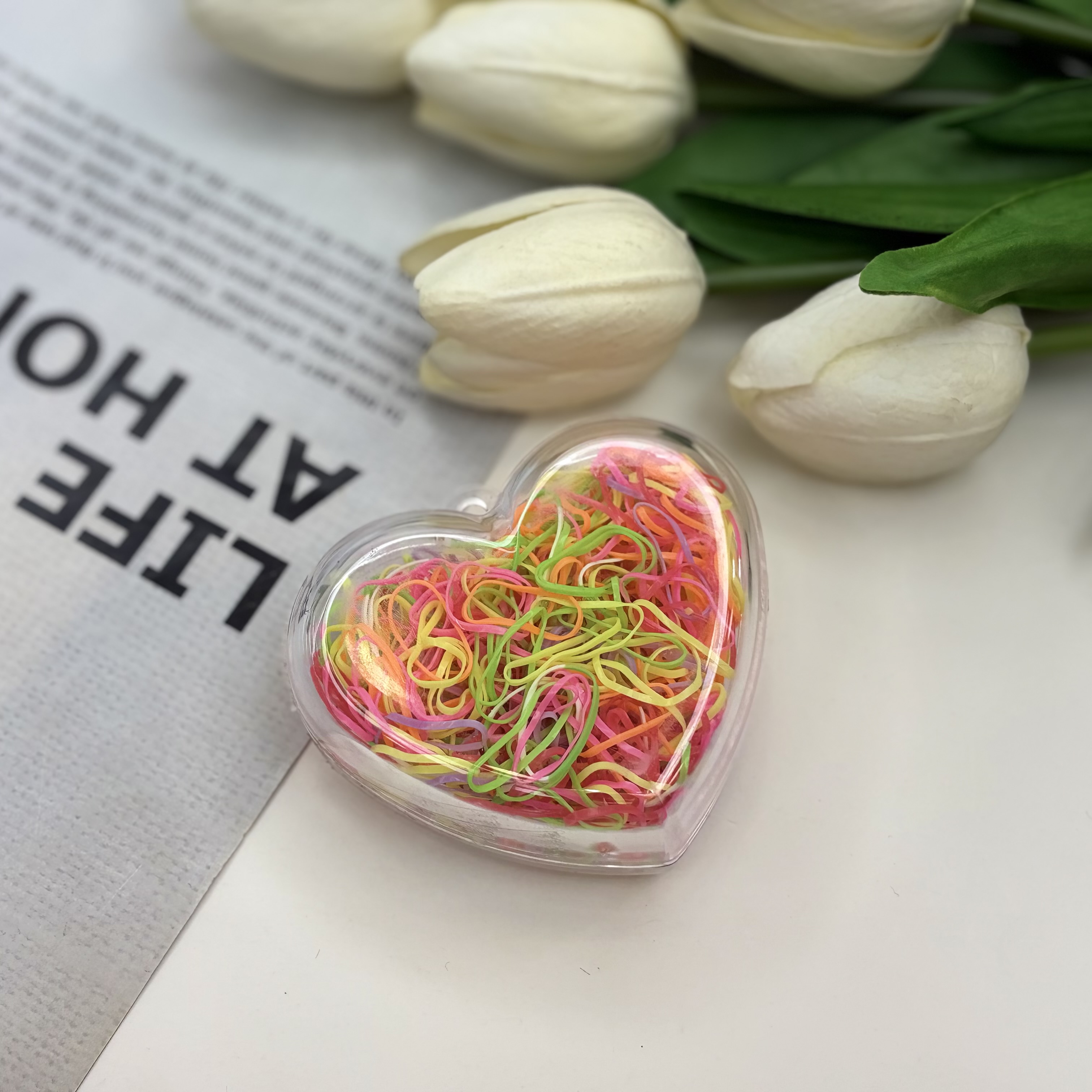 پک کش چهل گیس رنگی رنگی باریک طرح قلب