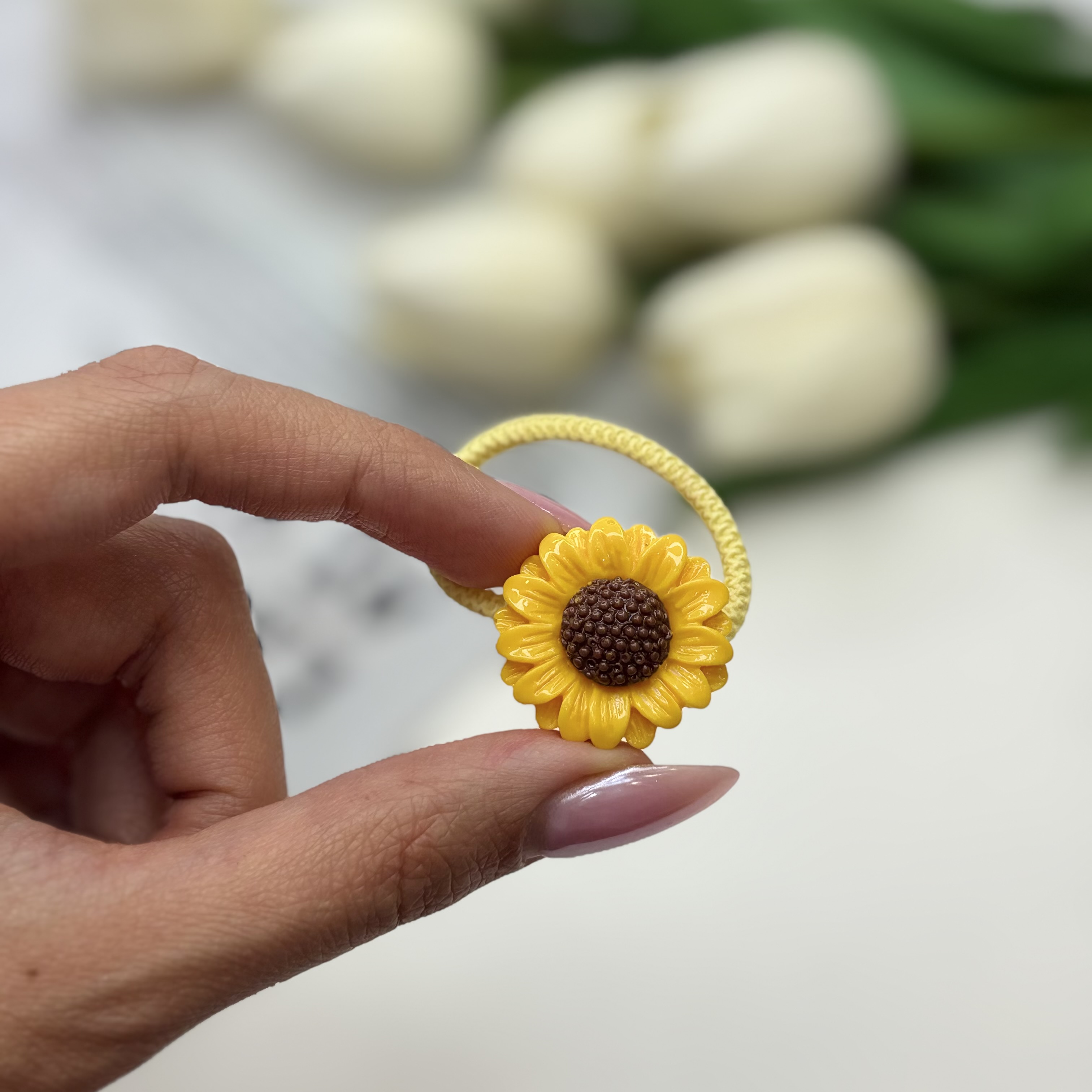 کش مو جفتی پیکسل دار طرح گل آفتاب گردون