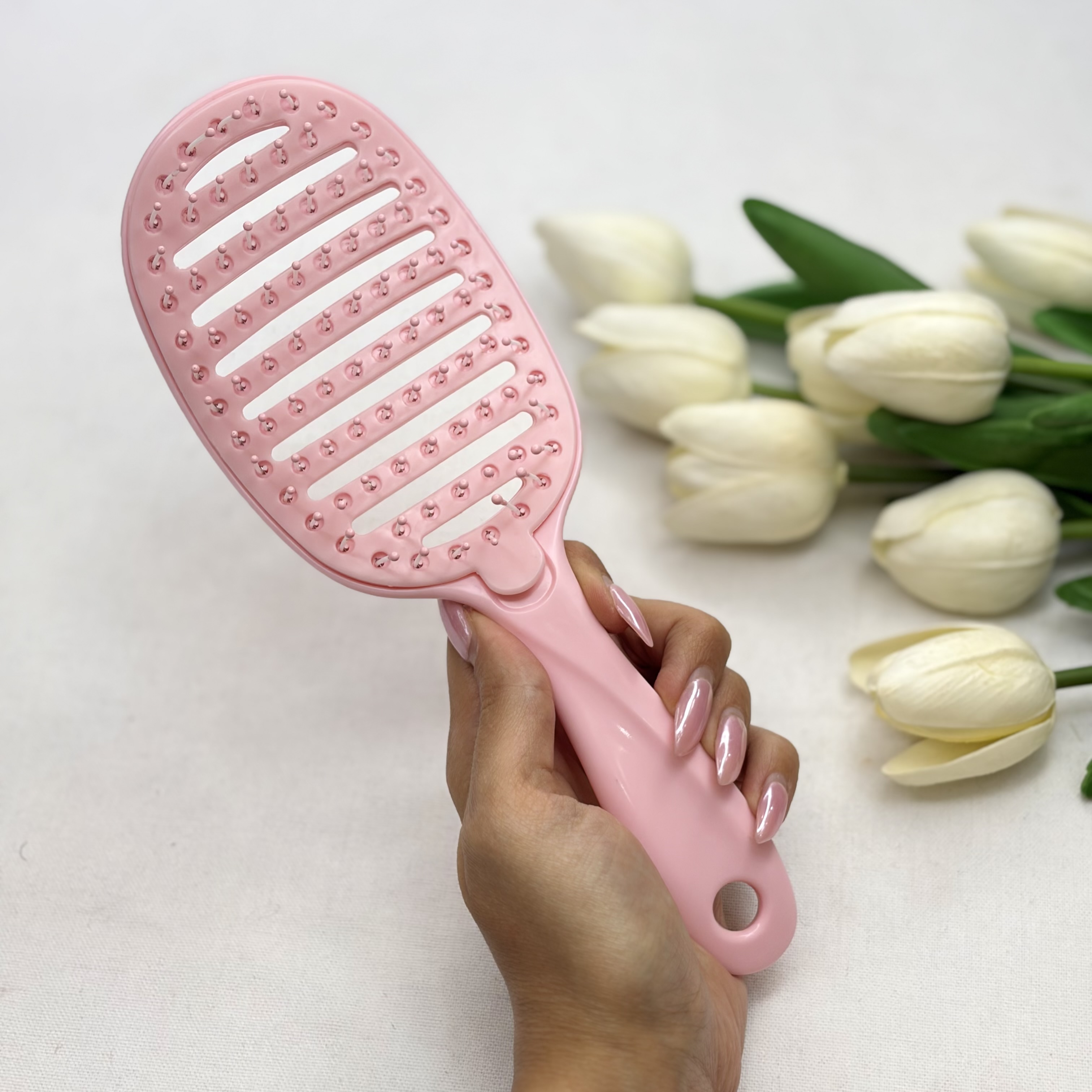 برس مو گره باز کن مخصوص انوع مو اکستنشن و فر و صاف دای کفی ورقه ای جداشونده برای تمیزکردن قابل شستشو و ضد آب