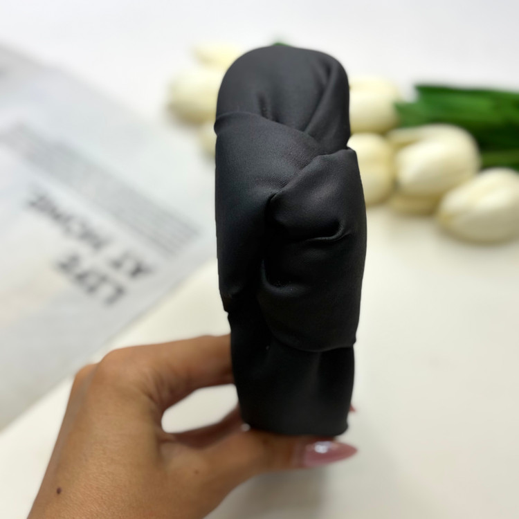 تل سر پهن طرح گره ای چرم رنگ مشکی 4.5 سانت