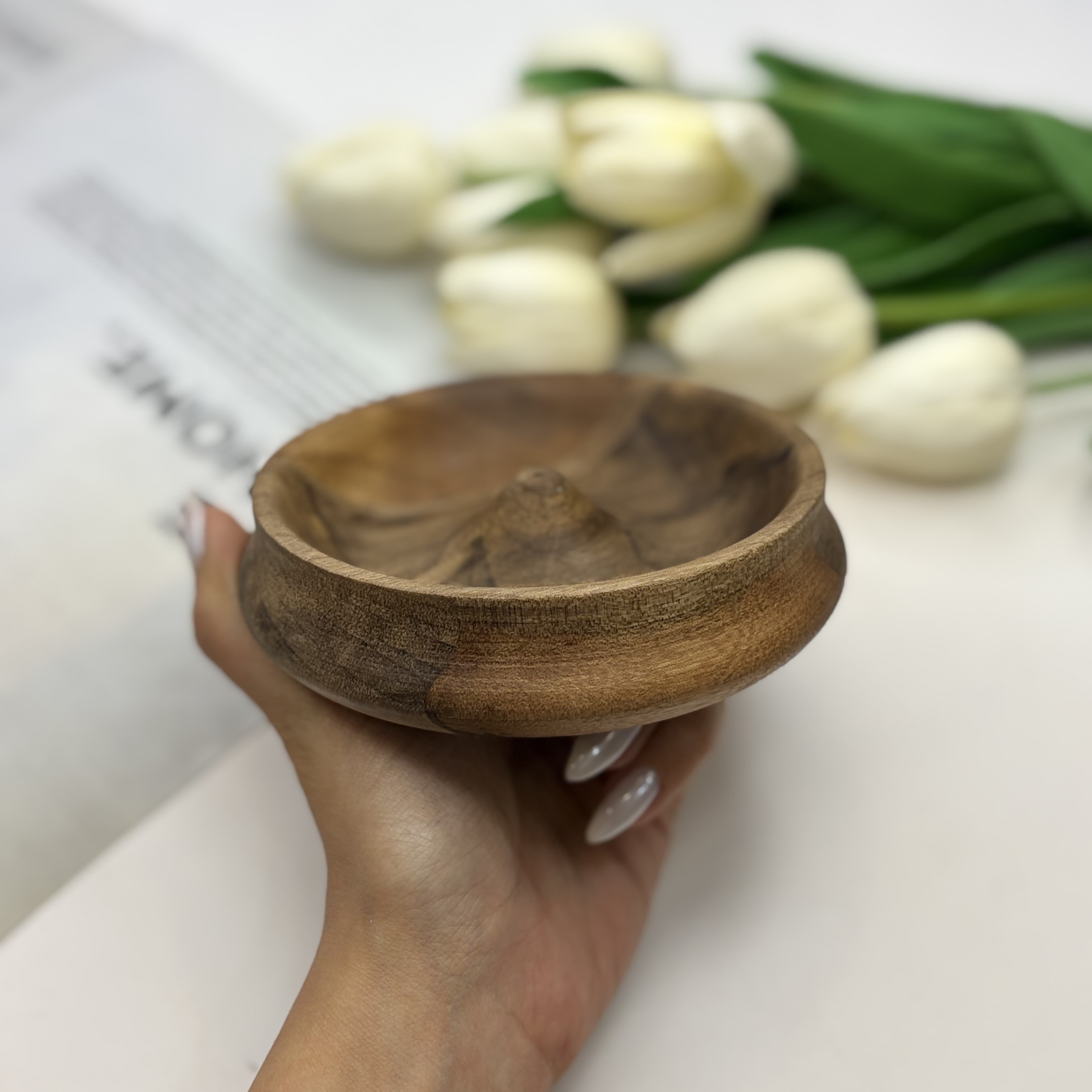جاعودی چوبی دایره دست ساز چوب گردو طرح 3