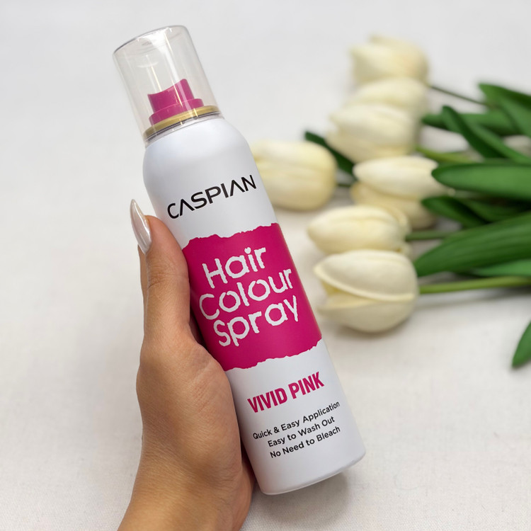 اسپری رنگ مو موقت کاسپین مدل VIVID PINK رنگ صورتی 150میل
