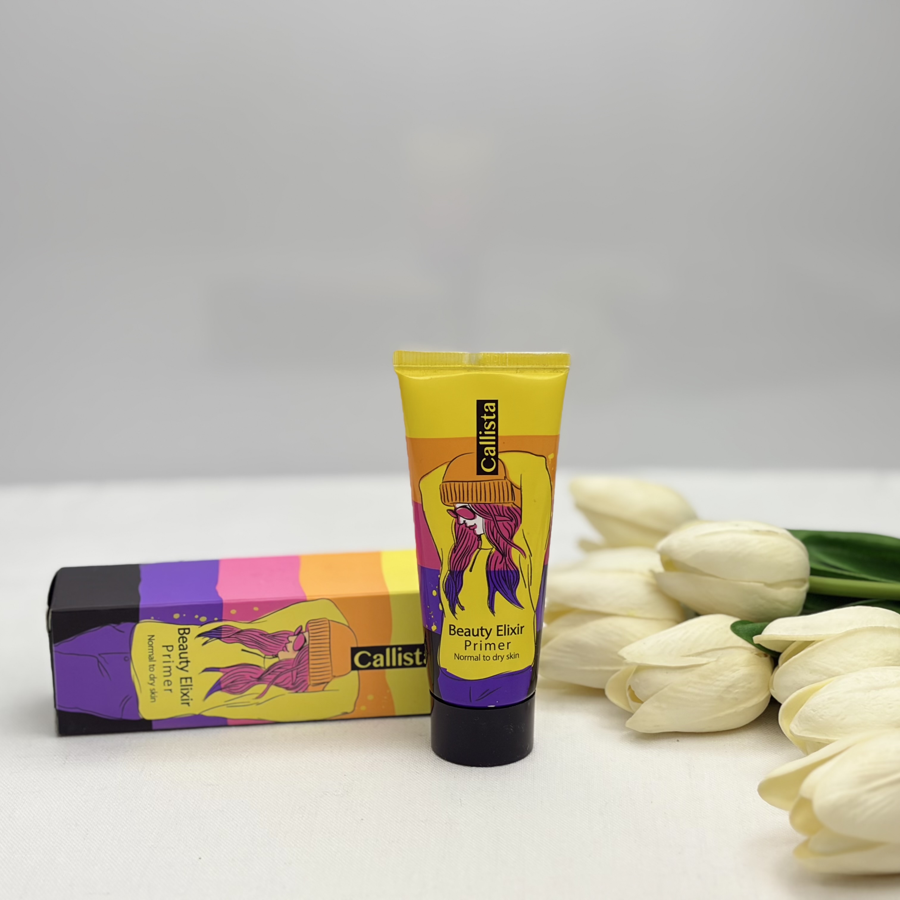پرایمر کالیستا مدل beauty elixir بافت سبک و ابریشمی، جلوه مات، پوشاننده خطوط و لک‌ها، حجم 35 میل