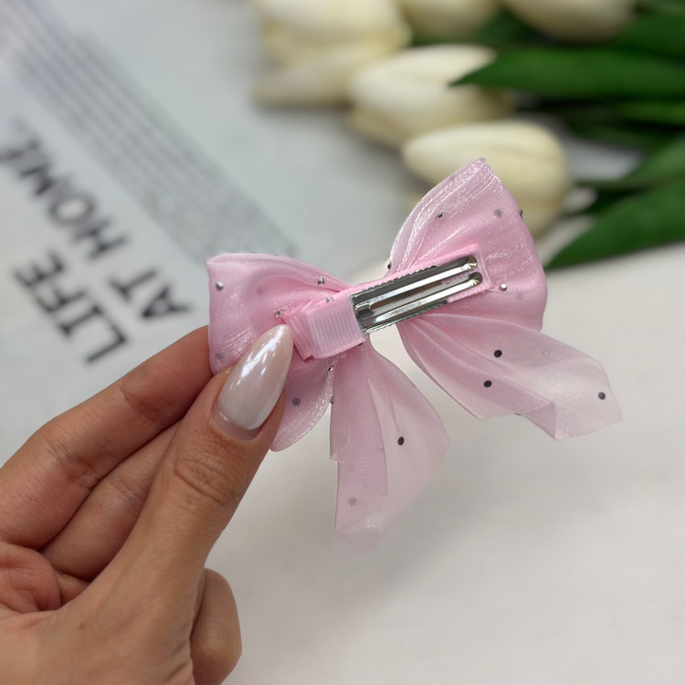 گیره مو انبری طرح پاپیون نگین دار حریر