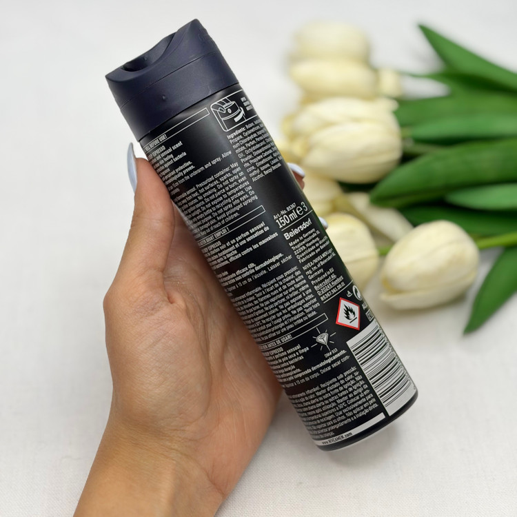 اسپری دئودرانت بدن مردانه مدل DEEP BLACK CARBON رایحه ESPRESSO ماندگاری48ساعته ۱۵۰میل