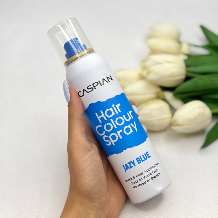 اسپری رنگ مو موقت کاسپین مدل JAZY BLUE رنگ آبی 150میل