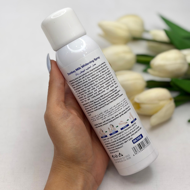 اسپری ضدآفتاب سفیدکننده و آبرسان شیر الاغ پوکه آبیspf90