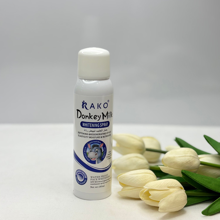 اسپری ضدآفتاب سفیدکننده و آبرسان شیر الاغ پوکه آبیspf90