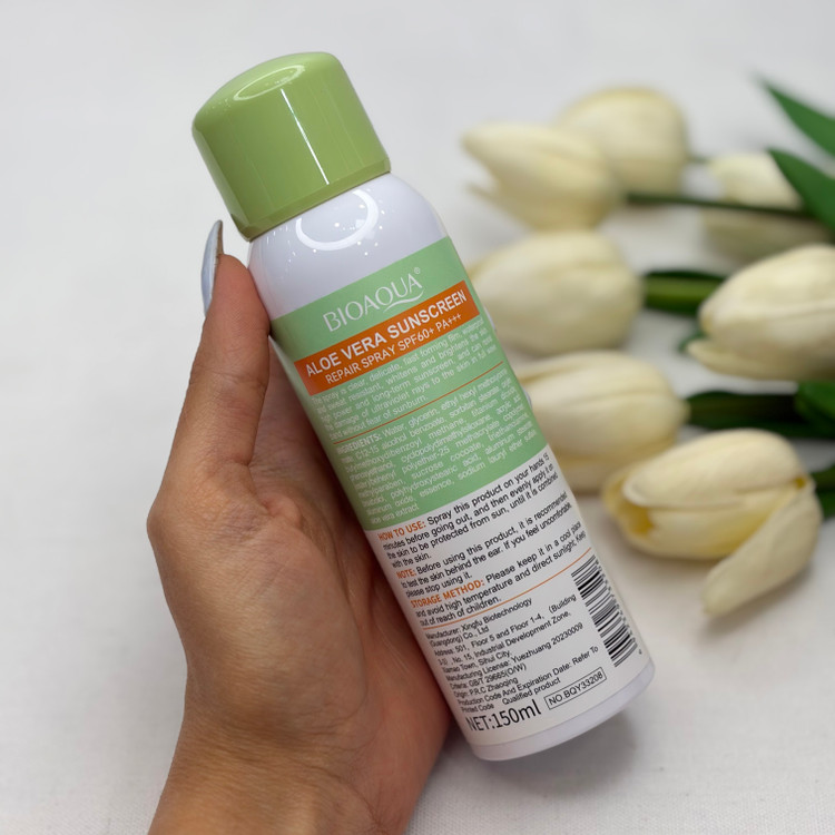 اسپری ضدآفتاب آلوئه ورا روشن کننده وآبرسان قوی پوست صورت و بدن 150 میلspf60
