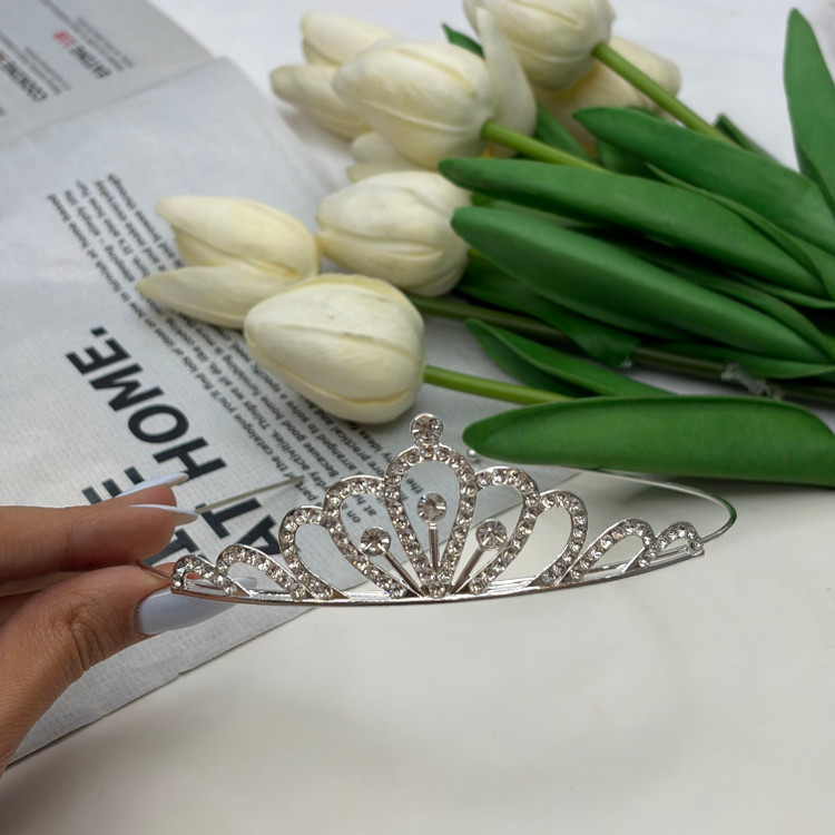 تل سر طرح تاج فول نگین نقره ای طرح صدف
