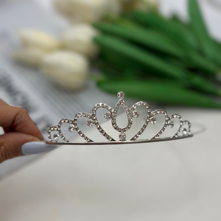 تل سر طرح تاج فول نگین نقره ای طرح اشک