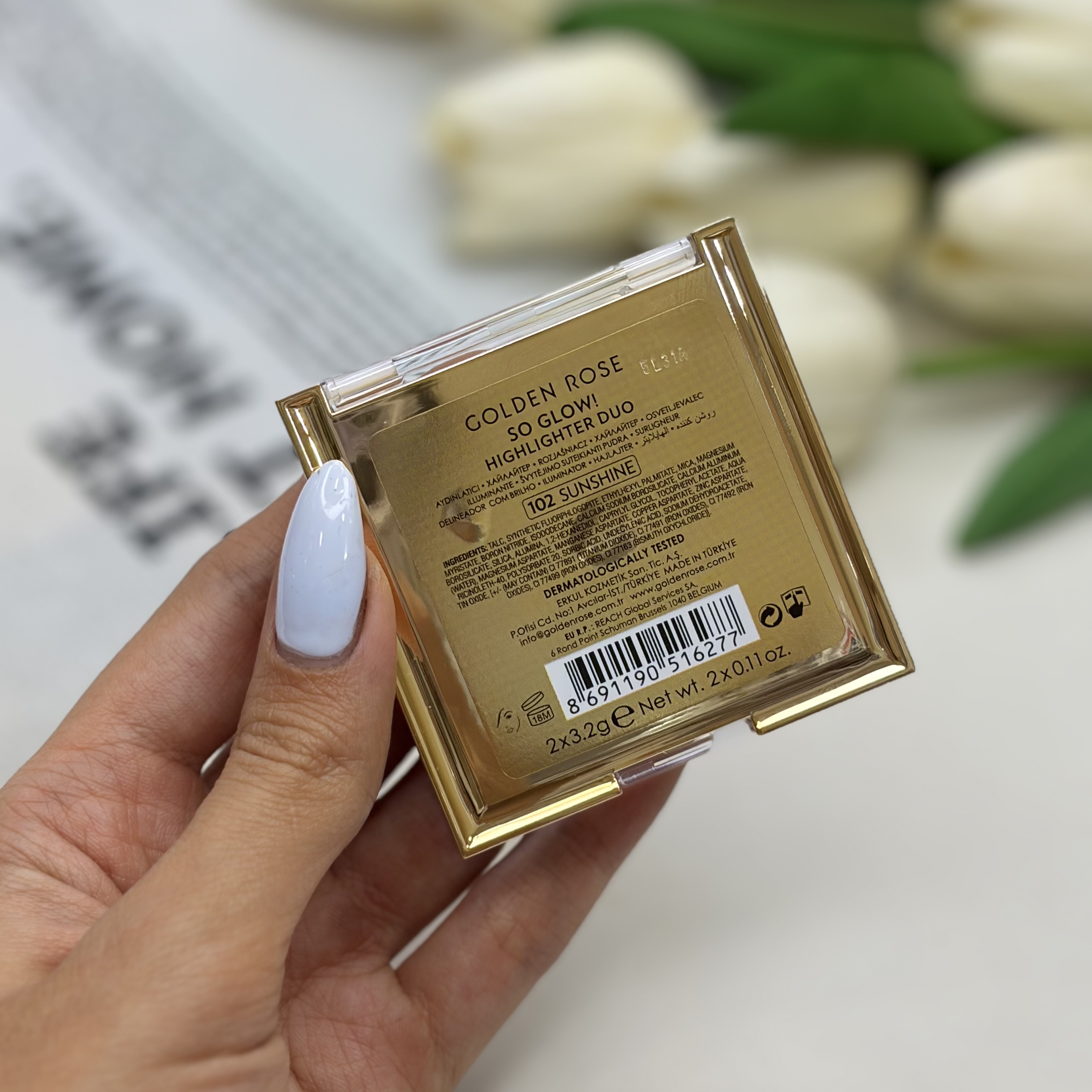 پالت هایلایتر دو رنگ کیفیت اصلی رز مدل So Glow پلت رنگ Sunshine شماره 102