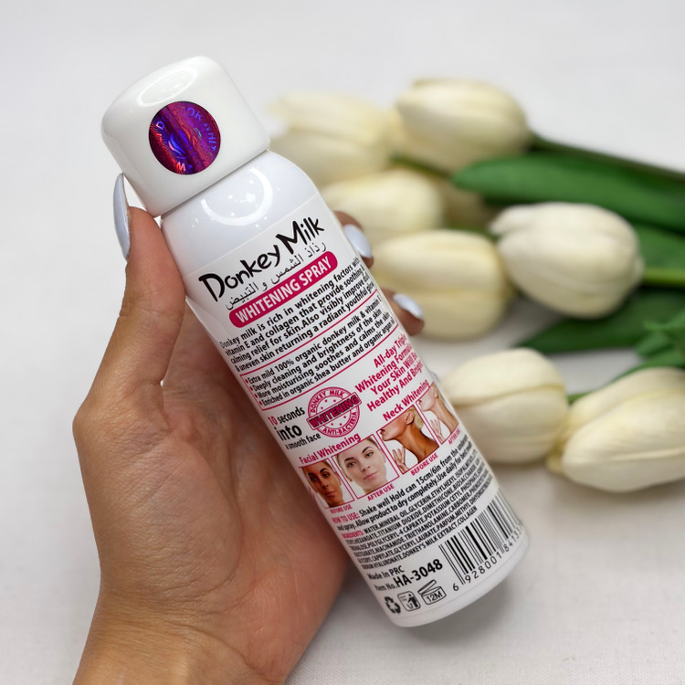 اسپری ضدآفتاب سفیدکننده و آبرسان شیر الاغ پوکه صورتیspf90
