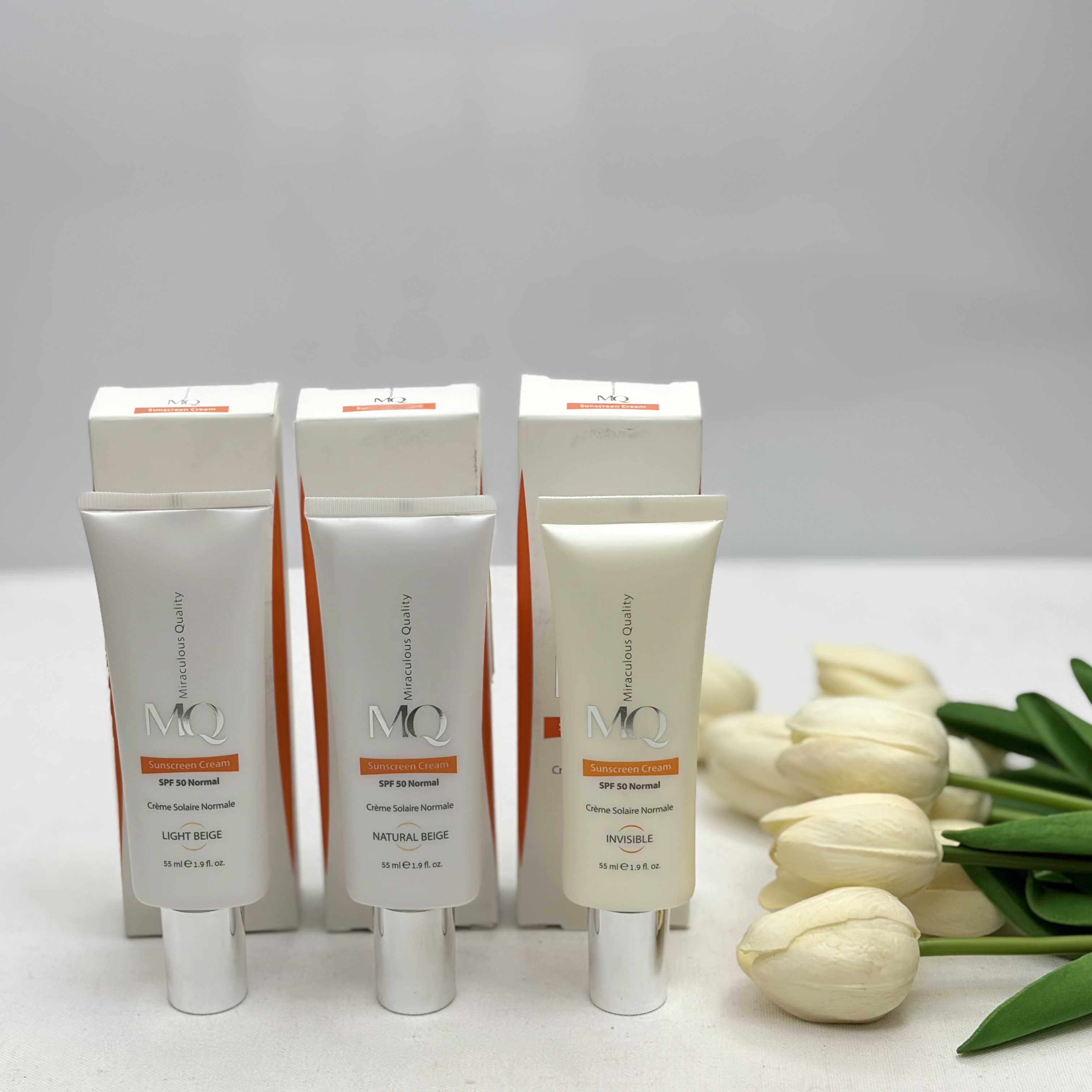 کرم ضد آفتاب  SPF50 نرمالnormal ام کیو MQ مدل Creme Solaire Sans Huile مناسب پوست نرمال و خشک55ml