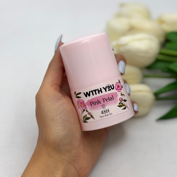 مام رول ضد تعریق دئودورانت زنانه ویت یو مدل Pink Petal حجم 50 میل 48 ساعته دارای گلیسیرین